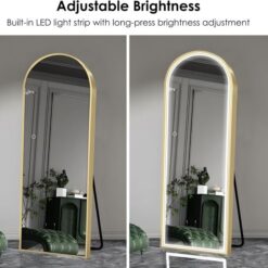 Alternative view of Mirror with LED Light Full-Length - Gold frame, Freestanding, 1.3m