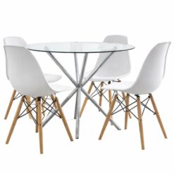 Alternative view of Round Table Four Chairs - Glass Dining set - 5 pieces - Assembled