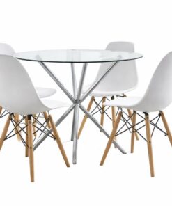 Alternative view of Round Table Four Chairs - Glass Dining set - 5 pieces - Assembled