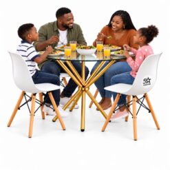 Family Dining at a Gold-Base Table