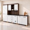 Kitchen Cupboard Set Assembled White with brown frame1