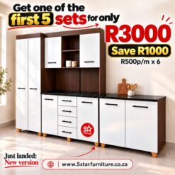 Kitchen Cupboard Set Assembled White with brown frame1