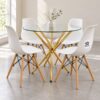 White Table Four Chairs Glass Dining 5 Pieces Affordable