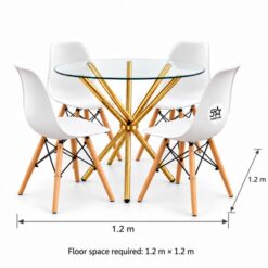 Square dining set floor space measurement
