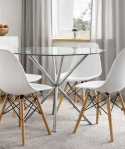 Round Table Four Chairs - Glass Dining set - 5 pieces - Assembled - 5starfurniture.co.za