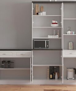 Alternative view of White Kitchen Cupboard Set - 4 pieces, White, Black workspace