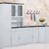 White Kitchen Cupboard Set - 4 pieces, White, Black workspace - 5starfurniture.co.za