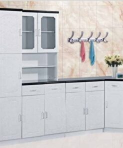 White Kitchen Cupboard Set - 4 pieces, White, Black workspace - 5starfurniture.co.za