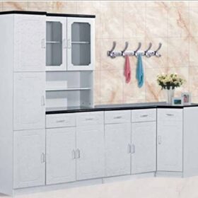 White Kitchen Cupboard Set - 4 pieces, White, Black workspace - 5starfurniture.co.za