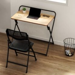 Student desk foldable - Oak with Modern Metal frame