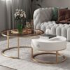 Coffee Table Set with drawer, Gold frame, glass and stone tops - 5starfurniture.co.za