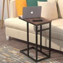 C-Shaped Table Sofa End Table Bedside Brown top - Metal Leg - 5starfurniture.co.za