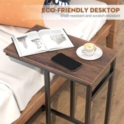 Alternative view of C-Shaped Table Sofa End Table Bedside Brown top - Metal Leg