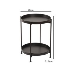 Two-tier metal table round - Black, Light weight, Rubber feet, Tray - Image 5