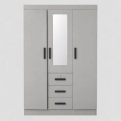 Wardrobe with 3 drawers Mirror - 1.2m width - Lock - Assembled - 5starfurniture.co.za