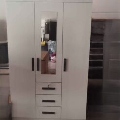 Wardrobe with 3 drawers Mirror - 1.2m width - Lock - Assembled - 5starfurniture.co.za