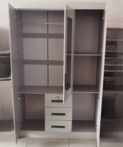 Alternative view of Wardrobe with 3 drawers Mirror - 1.2m width - Lock - Assembled