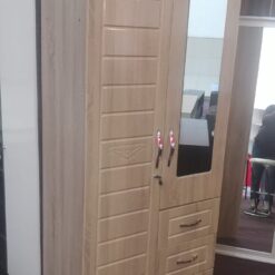 Wardrobe 2-Door 800mm wide - Drawers, Mirror - Assembled - Image 5
