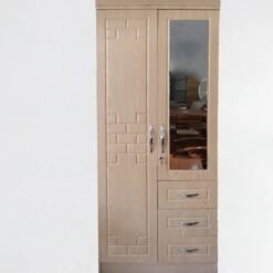 Wardrobe 2-Door 800mm wide - Drawers, Mirror - Assembled - Image 6