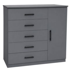 chest-of-drawers-dark-gloss-metal-tracks-shelf-behind-door-at-5starfurniture.co.za