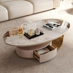 Table Marble Oval - Drawer for storage - Living Room - Quality