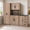 Kitchen Cupboard Set Light-Brown Gloss 3 Drawers Affordable