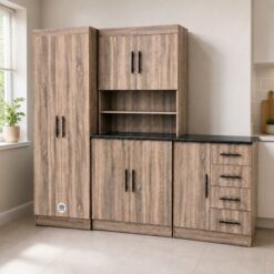 Kitchen Cupboard Set Light-Brown Gloss 3 Drawers Affordable
