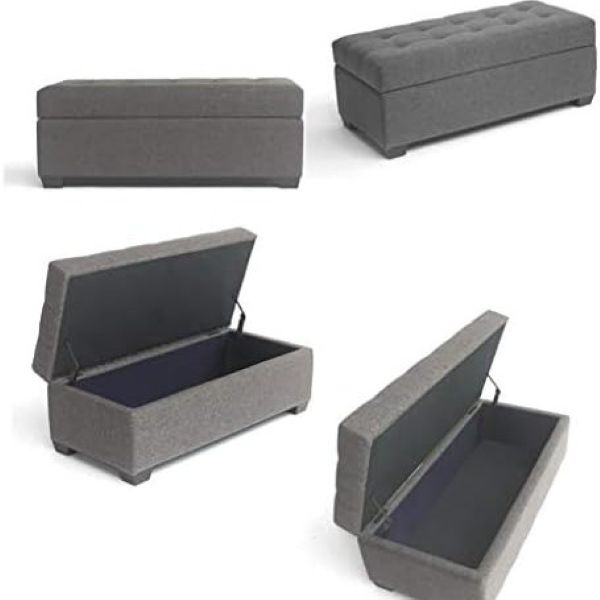 Linen box red buttons - Velvet fabric 1.5m x 0.45m - raised storage - Image 5