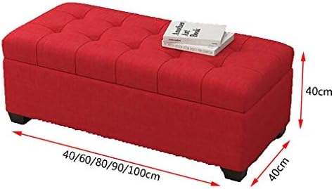 Linen box red buttons - Velvet fabric 1.5m x 0.45m - raised storage - Image 6