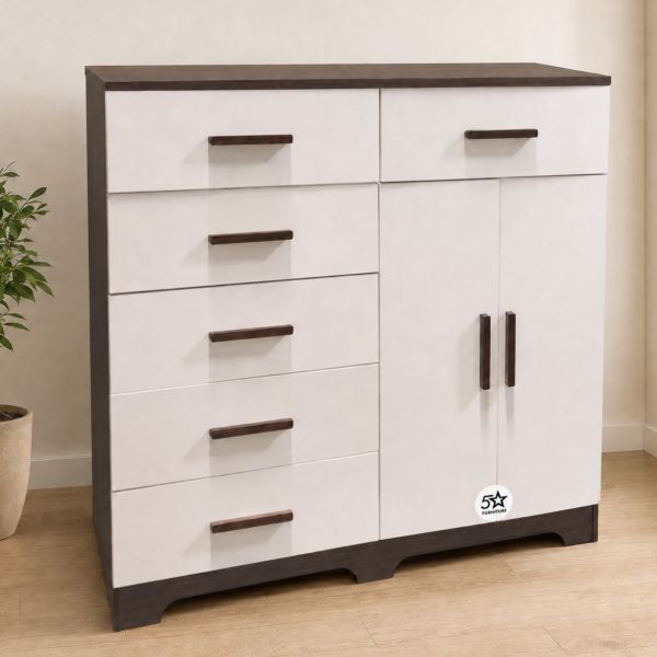 White and Brown 6-Drawer Storage Unit, Affordable, Wood 1 White and Brown 6-Drawer Storage Unit
