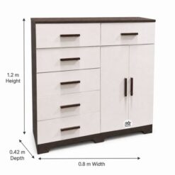 White and Brown 6-Drawer Storage Unit, Affordable, Wood 7 COD2D6DWhiteandBrownSmooth_measurements