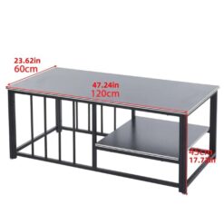 Table with Metal Frame, Marble top, Black glass shelf - Rectangle - Image 6