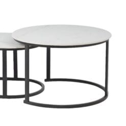 Table Set White Black - Round, oval, Solid Ceramic top - Set of two - Image 5
