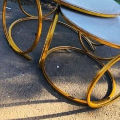 Table Set round decoration - Gold legs, Nesting, Marble-look top - Image 3
