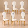 White and gold dining chairs, set of 6 Metal frame Luxury