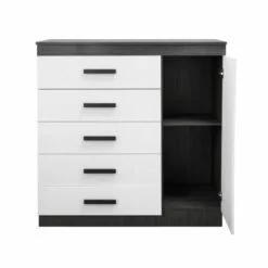 New Chest Of Drawers - White Doors, Brown Frame, Assembled - 5Star
