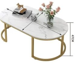 Alternative view of Oval Marble Coffee Table - Metal Gold Leg, White top, Lightweight
