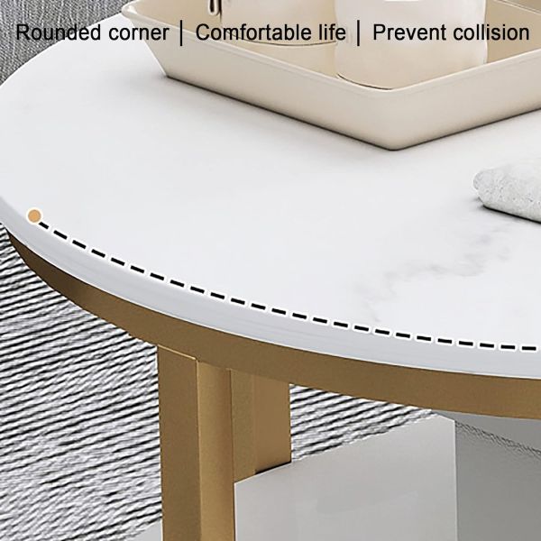 Oval Marble Coffee Table - Metal Gold Leg, White top, Lightweight - Image 4