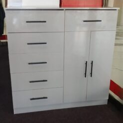 Six-drawer Chest Of Drawers - Light colour, gloss, Black Handles - 5starfurniture.co.za