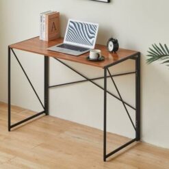 Durable Oak Foldable Desk - Metal frame, ready-to-use, 1x0.5m workspace