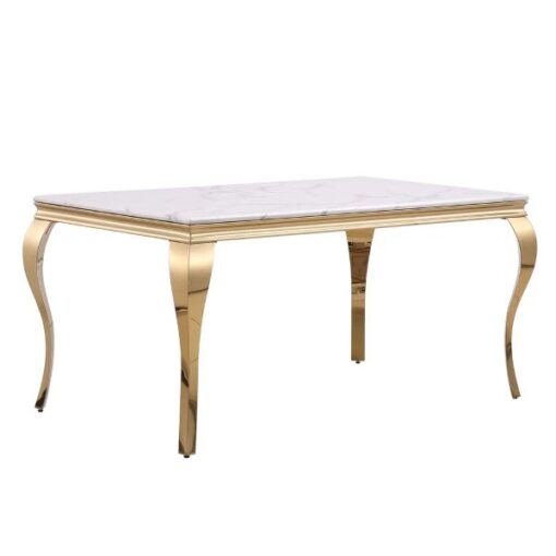 Marble stone dining table - 1.8m in length - Golden frame and legs - Image 2