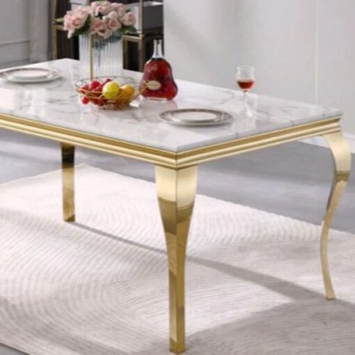 Marble stone dining table - 1.8m in length - Golden frame and legs - 5starfurniture.co.za
