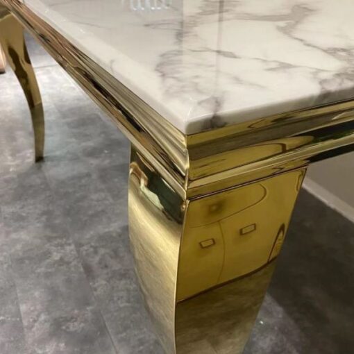Marble stone dining table - 1.8m in length - Golden frame and legs - Image 3