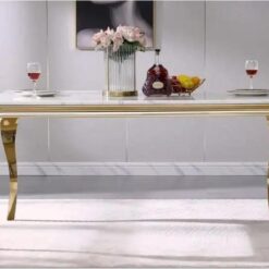 Marble dining table - 1.8m in length - Golden frame and legs -5starfurniture.co.za