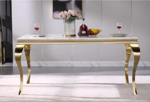 Marble dining table - 1.8m in length - Golden frame and legs -5starfurniture.co.za