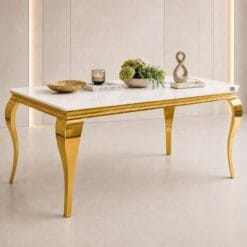 Marble stone dining table 1800 mm length Gold legs Stunning