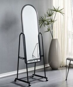 Black movable mirror with storage, Full Length, Swivel, Lightweight - 5starfurniture.co.za