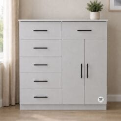 Six-drawer Chest Of Drawers Light colour 2 doors Affordable