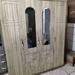 Wardrobe 4-Door Cream, 6 Drawers, 1.8m, Mirrors, Assembled - 5starfurniture.co.za