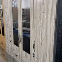 Alternative view of Wardrobe 4-Door Cream, 6 Drawers, 1.8m, Mirrors, Assembled